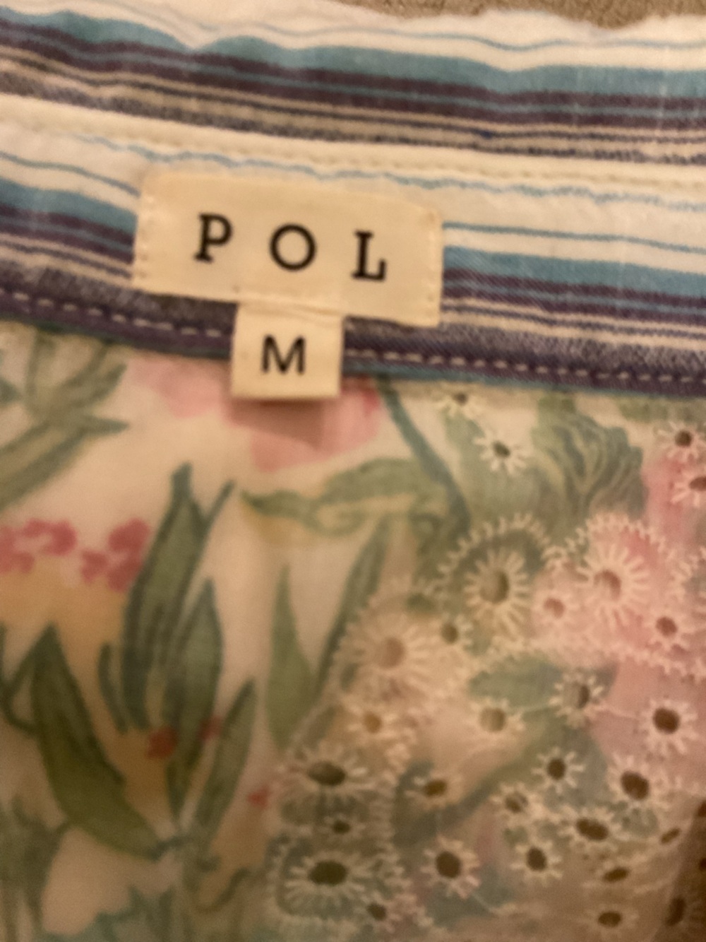 POL New Striped Floral Patchwork Shacket - Picture 3 of 3